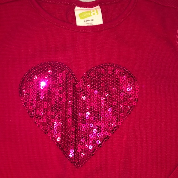 Crazy 8 Pink long sleeved w/sequin heart sz. 10-12 - Picture 2 of 3